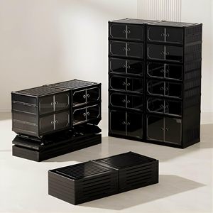 Black Portable Plastic Shoe Cabinet One-Piece Easily Installed Plastic Shoe Cabinet Custom Logo Plastic Shoe Cabinet - Product Image 3