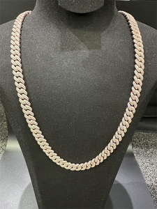 Merchant Direct Sales Vvs Moissanite 925 Chapado en plata pura con cadena cubana de hierro rizador de oro rosa de 18K 10mm22 pulgadas - Product Image 6