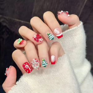 <span class=keywords><strong>Uñas</strong></span> postizas rojas de Navidad al por mayor, diseño de pato, reno 3D y lazo francés, 10 unidades, hechas a mano, con embalaje personalizado, efecto brillante - Product Image 4