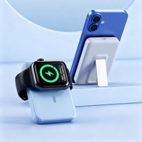 Nouvelle batterie externe magnétique sans fil mini 5000 mAh 2026 avec support intégré pour iPhone – Porte-clés Powerbank