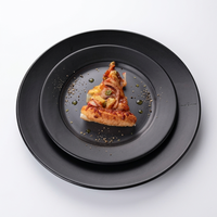 Assiette en céramique noire mate de style nordique, plat rond en porcelaine, compatible lave-vaisselle, pour hôtels et restaurants, vente en gros, vaisselle personnalisable avec logo