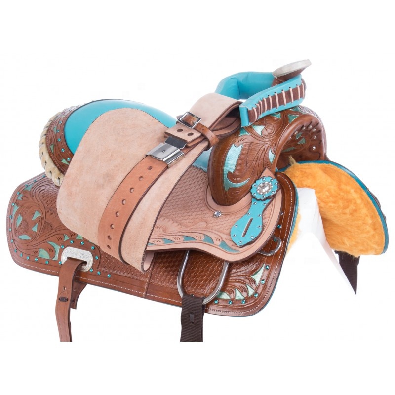 Sangles D'Éperon Western HILASON Pour Panier - Turquoise Et Clous - Unisexe