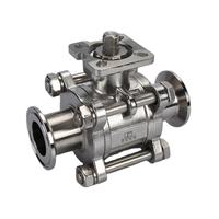 Vanne à boisseau sphérique manuelle en acier inoxydable DN25 à trois voies, à soudure bout à bout, hygiénique, filetée, trois pièces, pour eau, vente en gros d'usine, OEM