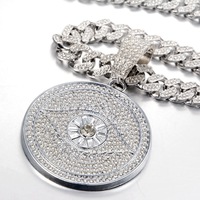 Nouveau Collier Pendentif Plaque Œil de Diable Personnalisé en Alliage de Zinc avec Chaîne Bambou Style Hip-hop pour Homme, Bijoux, Cadeau