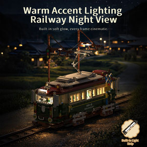 Huiji H1018 2026 NUOVO MOC City Vintage <span class=keywords><strong>Tram</strong></span> Street Scene Modello Scena di Strada Fai da Te Giocattoli Educativi Regalo di Compleanno per Ragazza Set di Costruzioni - Product Image 4