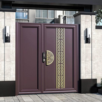 Serrure Intelligente à Empreinte Digitale Personnalisée Haut de Gamme pour Colonne Meander Gravée, Porte d'Entrée Double Battante pour Villa Moderne et Propriété
