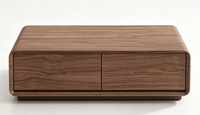 Ensemble meuble TV et table basse moderne minimaliste européen couleur noyer, meuble de rangement durable en panneaux de bois pour téléviseurs de 45 à 49 pouces, petit modèle
