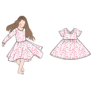 Vestido de Bambú/Algodón para Niñas, Modelo Cd-5-2, Corte en A, Manga Corta, Espalda Cruzada en X, para Bebés y Niñas Pequeñas - Product Image 6