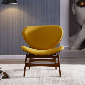 Poltrona Singola in Legno con Schienale in Stile Nordico, Moderna Sedia Lounge con Poggiapiedi per <span class=keywords><strong>Soggiorno</strong></span> - Product Image 4