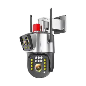Ansvision sản phẩm mới WIFI ba ống kính ngoài trời 9mp tự động theo dõi báo động và đầy đủ màu sắc tầm nhìn ban đêm không dây CCTV PTZ camera