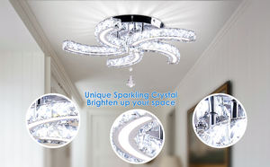 19.7英寸可调光水晶吊灯现代水晶吸顶灯灯具亚克力5臂发光二极管嵌入式吸顶灯 - Product Image 6