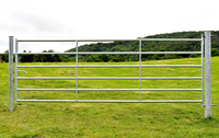 Portails de ferme robustes de 3,66 m de large, style demi-maille, avec charnières en acier au carbone galvanisé et thermolaqué, disponibles en plusieurs designs