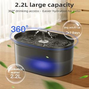 <span class=keywords><strong>Fontaine</strong></span> à <span class=keywords><strong>eau</strong></span> pour <span class=keywords><strong>chat</strong></span> de 2,2 L <span class=keywords><strong>Fontaine</strong></span> à boire intelligente pour animaux de compagnie avec filtre à lumière LED Charbon actif pour chats chiens - Product Image 3
