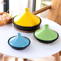 Casserole en céramique moderne XL, ustensile de cuisson marocain Taji, pot à tajine en céramique avec revêtement céramique, design minimaliste et couvercle
