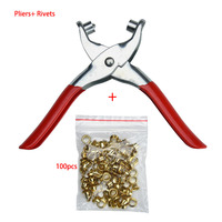 Pince à rivets industrielle avec verrou de sécurité, outil manuel de perforation de trous pour œillets, 6 pouces, 100 rivets de 4 mm pour la perforation de ceintures en cuir