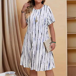 Robe d'été décontractée pour femme, style bohème vintage, sexy, à rayures, coupe trapèze, longueur genou, pour la plage - Product Image 2