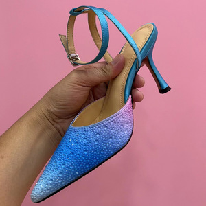 รองเท้าส้นสูงสำหรับผู้หญิง คุณภาพสูง สายรัดข้อเท้า ดีไซน์ทันสมัย ปิดหัวรองเท้า เซ็กซี่ ประดับคริสตัล หรูหรา - Product Image 3