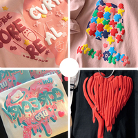 T-shirts graphiques personnalisés avec impression 3D en relief, impression en relief de haute qualité, t-shirt à épaules tombantes, t-shirt épais pour hommes, 100% coton