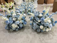 Centre de table en fleurs artificielles de haute qualité, rose en soie rose et blanche, anthurium, hortensia, boule de fleurs pour la décoration de table de mariage, fête