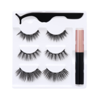 DINGSEN 3 paires de faux cils en vison 3D, kit de cils magnétiques avec eye-liner magnétique et pince à épiler, cils épais faits à la main