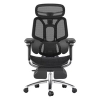 Chaise de bureau ergonomique avec accoudoirs réglables dans 6 directions, soutien lombaire, repose-pieds, appui-tête réglable, dossier haut, fonction d'inclinaison