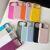 Coque en silicone liquide à motif ondulé de haute qualité pour iPhone 18 Pro Max, anti-traces de doigts, avec cadre métallique pour l'appareil photo