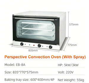 Four à convection électrique en acier inoxydable commercial, 4 niveaux, pour la cuisson en restaurant - Product Image 2