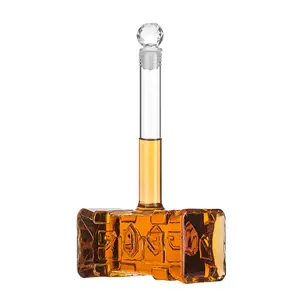 400Ml Hamer Hoge Borosilicaatglas Fles Whisky Karaf Glazen Flessen Voor Drank