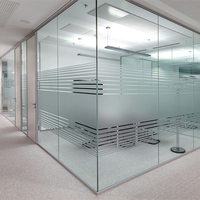 Cloison de séparation en verre pour bureau, sans cadre, simple/double vitrage, personnalisable, avec verre transparent