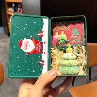 Nouveau porte-clés sapin de Noël floqué style dessin animé moderne et minimaliste, créatif, mignon, sans impression, décoration de Noël, cadeau, ornement