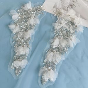 Aplique de <span class=keywords><strong>Chiffon</strong></span> com Strass e Miçangas, Bordado Artesanal em Tule para Vestido de Noiva Chinês Cheongsam - Suprimentos para Noivas - Product Image 1
