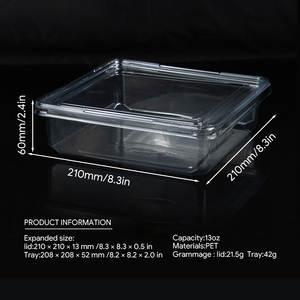 Clear PET Plastic <b>Dessert</b> Container with Lid 13oz Food Grade Stackable Pastry <b>Box</b> for Bread Cake Storage - Product Image 2