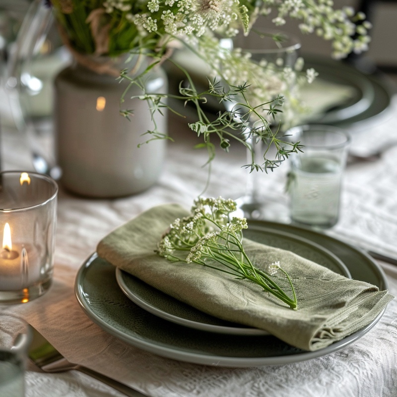 cloth napkin sage green for wedding