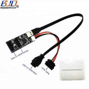 2 port USB 3.0 19PIN soket ke Motherboard 19PIN adaptor Header kartu Riser dengan SATA 15Pin kabel daya tersedia - Product Image 1