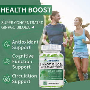 Gomitas de Extracto de Ginkgo Biloba Halal Ausreson, Suplemento Natural para la Salud Cerebral y la Memoria, Gomitas de Ashwagandha, Ginseng y Ginkgo Biloba - Product Image 3