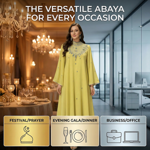 อาบายะห์ประดับลูกปัดสำหรับผู้หญิง แขนกว้าง แบบทางการ ผลิตจากโรงงาน - Product Image 5