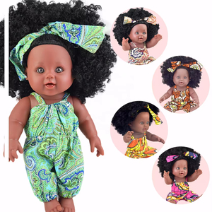 Venta al por mayor personalizado directo de fábrica negro Baby Doll africano 30cm Pretty Baby Girl cuerpo completo muñecas negras con pelo Afro - Product Image 2