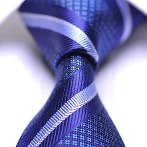 high grade fashion blue stripe 100% silk ties for men