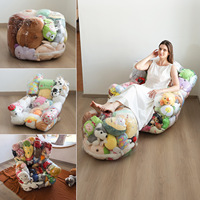 Canapé de rangement moderne et portable pour poupées et animaux en peluche, grand format, transparent, non gonflable, idéal pour ranger les ours en peluche, pour enfants
