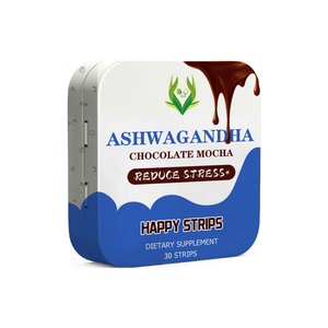 Private Label Ashwagandha Strips Reduce Stress <b>Supplement</b> Chocolate Mocha Flavor with Withania Somnifera Promotes Sleep Quality - Product Image 1