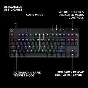 Teclado para juegos con cable <span class=keywords><strong>Logitech</strong></span> <span class=keywords><strong>G</strong></span> <span class=keywords><strong>Pro</strong></span> X TKL, interruptores analógicos magnéticos sin llave rápidos, modo de disparo de iluminación RGB mecánico - Product Image 6