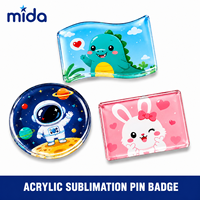 Badge vierge en acrylique pour sublimation, pour la Fête des Indépendants, étiquette nominative vierge en plastique, logo à transfert thermique