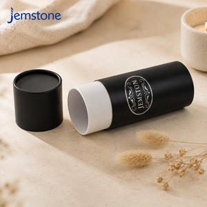 Tubo de Embalaje para Velas de Aromaterapia, Caja de Regalo Cilíndrica de Cartón Negro Mate de Lujo con Diseño de Impresión Plateada Personalizada - Product Image 2