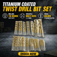 Juego de Brocas Helicoidales de Acero Rápido HSS de 6 mm con Recubrimiento de Titanio, 99 Piezas, OEM ODM, para Perforar Madera, Metal, Aluminio y Plástico