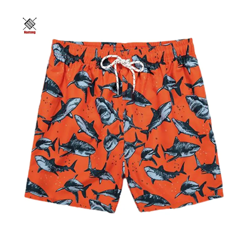 Nanteng individuelles oranges Hai-Muster-Design für Sommer Fitness Laufen sportliches Baumwoll-Herren-Shorts