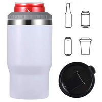 Porte-bouteille de bière en acier inoxydable, logo personnalisé 4 en 1, isolé sous vide, tasse de voyage, refroidisseur de boisson, 14 oz