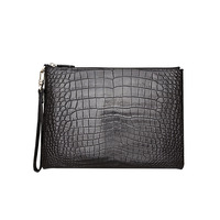 Dompet Kulit Buaya Trendy 2026 Tas Amplop Pria Resleting Slot Multi-Kartu Tas Tangan Kasual Bisnis Pria