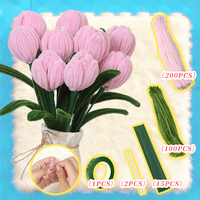 Kit de création de bouquet de tulipes rose clair, kit de bricolage pour la réalisation d'une composition florale faite à la main, pour le printemps, cadeau pour la fête des mères, décoration de la maison