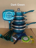 Ensemble de 23 pièces de batterie de cuisine antiadhésive en granit pour induction, comprenant casseroles et poêles