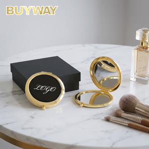 Custom Bridesmaid Compact Magnifying Foldable Gold Favors Luxury Inspired Mini Purse <strong>White</strong> Engraving Dual Sided Makeup <strong>Mirror</strong> - Product Image 1